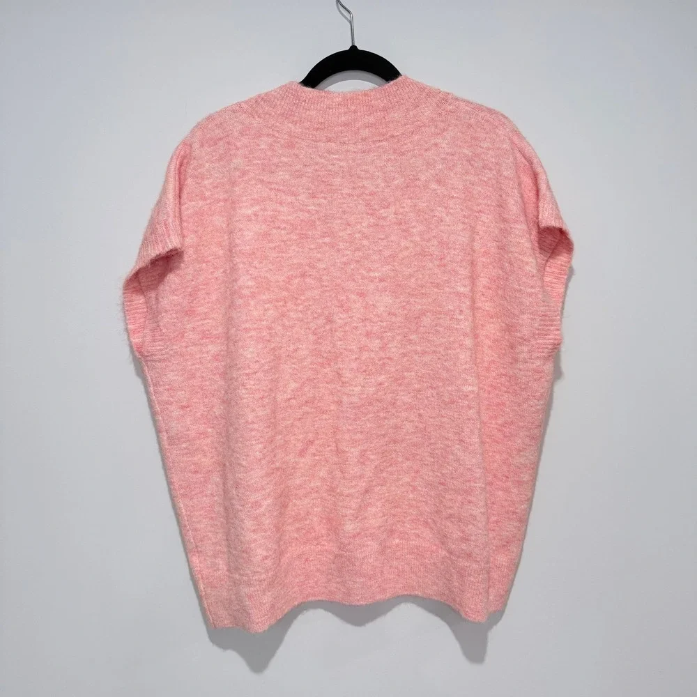 TOPSHOP ASOS Pink Marl V Neck Sunrise Sleeveless Knit Sweater Vest Oversized L‎